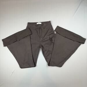 Vibrant MIU Black Distressed Mega Flare Pants 5 W26 Twill High Rise Wide Leg